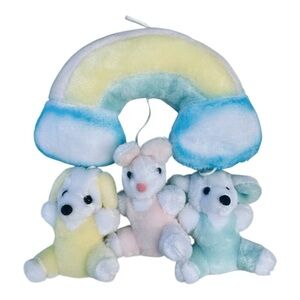 VTG 1984 Jolly Jumper Pastel Rainbow Animal Mobile Crib Hanger
